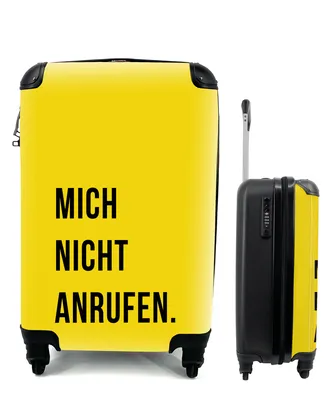 Produktbild von MuchoWow® Koffer Handgepäck Trolley Rollkoffer Kleine Reisekoffer mit 4 Rollen - Ich rufe nicht an - Gelb - Zitate - Cabin Size < 55x40x23 cm & 55x40x20 cm - Fotokoffer - Kabinenkoffer - Boardgepäck - Reise-Box - Reisekoffer - Reisegepäck - Koffer mit Bild - Trolley für Kinder