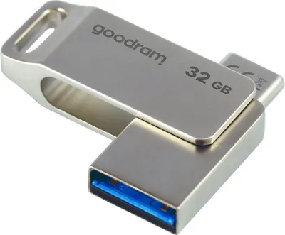 Produktbild von Goodram ODA3, 32 GB, USB Type-A / USB Type-C, 3.2 Gen 1 (3.1 Gen 1), 60 MB/s, Drehring, Silber