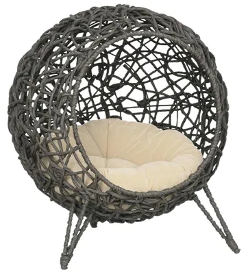 Produktbild von Katzenhaus aus Rattan mit Kissen Katzenschlafplatz Katzenhöhle mit | Für Katzen Innen