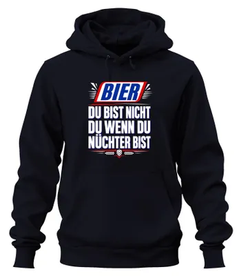 Productafbeelding van Bier. Jij bent niet jezelf als je nuchter bent. Grappige hoodie, marineblauw, maat M