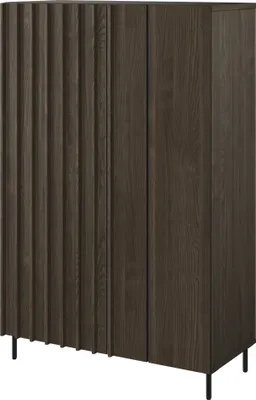 Produktbild von MINIO go for it, Hochkommode "IMPERA", Wohnzimmerschrank mit Drehtüren, Portland Esche / Schwarz Farbe