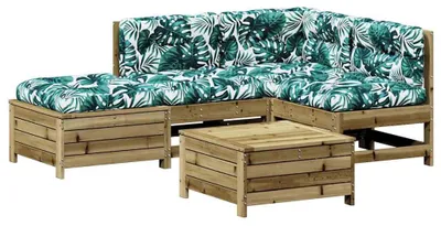 Imagen del producto de vidaXL Juego de jardín de 5 piezas con cojines, fabricado con madera de pino tratada
