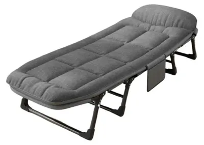 Produktbild von Faltbare Gartenliege für draußen - Sonnenliege Campingbett - Tragbares Klappbett 190x66x35 cm - Mit Matratze und Kissen