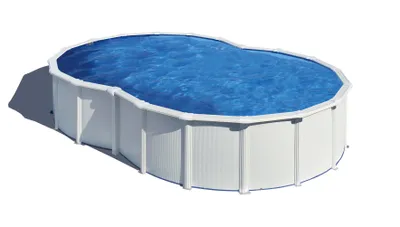 Produktbild von GRE Achtförmiger Stahlwandpool in Weiß KITPROV4870 – 500 x 340 x 120 cm, Komplettset