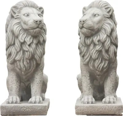 Produktbild von Löwen Figuren im Set für ihren Garten Terasse oder Balkon Frostfest Witterungsbestänsdig und Neu 50cm H, PO-1972uPO-1973