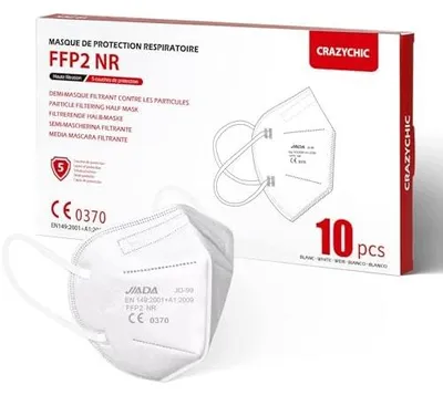 Zdjęcie produktu dla Maska FFP2 ochronna certyfikowana CE EN149 biała 5 warstw 10 szt.