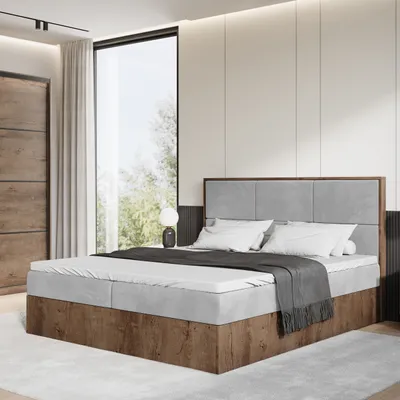 Produktbild von BroMARKT Boxspringbett LOFT, Bonell-Matratze, Bettkasten inkl Topper (Lefkas / Hellgrau, 180 x 200 cm)