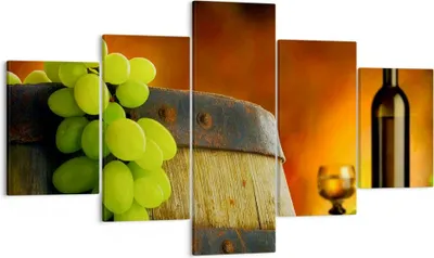 Produktbild von Bild auf Leinwand - Leinwandbild - Landwirtschaft Alkohol Fass Tasse - 125x70cm - Wand Bild - Wanddeko - Leinwanddruck - Bilder - Kunstdruck - Leinwand bilder - Wandkunst - EA125x70-2156