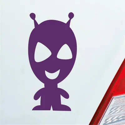 Produktbild von Auto Aufkleber lustiger Alien Außerirdischer All Comic 12x6 cm Lila Sticker Heckscheibenaufkleber