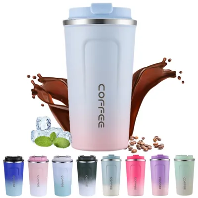 Image de Gobelet isotherme pour café - Double paroi isolée sous vide et étanche - Idéal pour le café et le thé en déplacement - 510 ml, en acier inoxydable, sans BPA