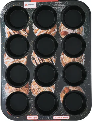 Image de Moule à muffins Alpina 35X26.5X3 cm Noir