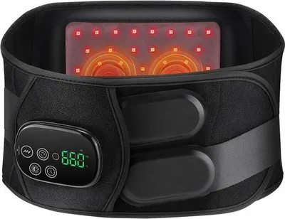 Immagine prodotto di Fascia da massaggio luminosa wireless rossa per il corpo, luce rossa a 660 nm e luce nel vicino infrarosso a 850 nm, modalità da 3 ore, 4 impostazioni di luce e 3 impostazioni di massaggio, comando tramite touchscreen