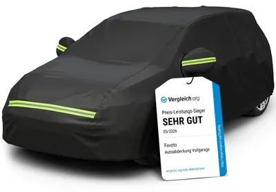 Produktbild von Favoto Autoabdeckung Winter Vollgarage Auto Abdeckplane Staubdicht Wasserdicht Autohülle Autoplane Car Cover für 400cm-435cm Schrägheck Schwarz 435cm x 180cm x 160cm 2.8kg