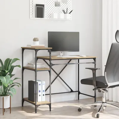 Image de Bureau exclusif - Structure en bois stratifié imitation chêne artisanal, dimensions : 105 x 50 x 90 cm