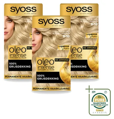 Obrázok produktu pre 3 x Syoss Oleo Intense 9-10, farba na vlasy – oslnivé blond – bez amoniaku – balenie s 3 kusmi