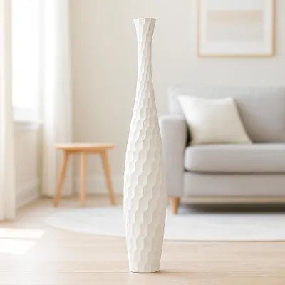 Produktbild von Leewadee Hohe Bodenvase 105 cm aus Mangoholz in weiß