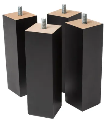Produktbild von Set mit 4 schwarzen Möbelbeinen aus Holz – Höhe 18 cm