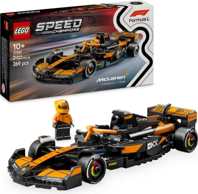Produktbild von LEGO Speed Champions McLaren F1 Team MCL38 Rennauto - Spielzeug mit Formel 1 Minifigur zum Sammeln - Modell und Geschenk für Jungen & Mädchen ab 10 Jahren und erwachsene Motorsport Fan 77251