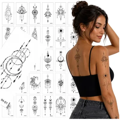 Produktbild von Schwarze temporäre Boho-Tattoos, 30 Blatt