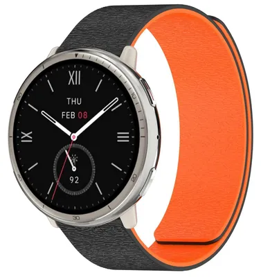 Produktbild von Für Amazfit Active 2 / Active 2 Square Design Silikon Soft Magnetisches Armband Schwarz / Orange