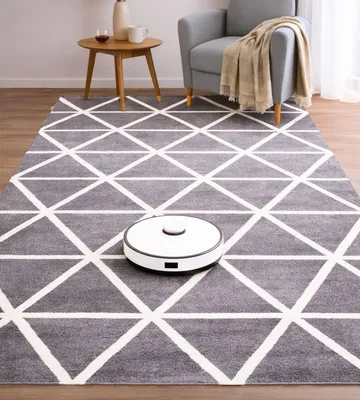 Produktbild von Teppich Kurzflor Pastellfarben Weiss Rauten Design Robust in versch. Farben, für Wohnzimmer, Schlafzimmer, küche