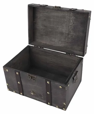 Vintage Holz-Aufbewahrungsbox mit Zahlenschloss, groß, grau