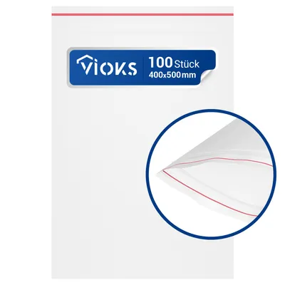 Produktbild von VIOKS Zip Beutel 100 Stück 400x500 mit Druckverschluss verschließbar Verpackungstueten