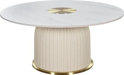 Zdjęcie produktu dla FURNLUX Stolik kawowy Modig Marble White And Cream White And Gold 80cm / Kolor główny: Biały / Wymiary: 80 x 37 x 80 cm