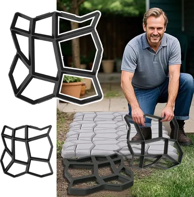 Produktbild von JOIEYOU 2 Stück DIY Betonform 43x43cm Schalungsform 9 Gitter unregelmäßige Pflasterform Gehweg Gießform Beton Schablone Pflasterschablone Kunststoff, für Trittsteinen Garten Rasenbahnen
