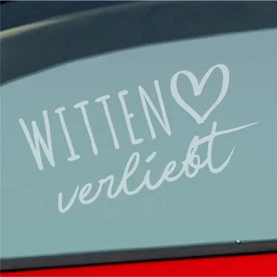 Produktbild von Auto Aufkleber Witten verliebt Herz Stadt Heimat Liebe Car 19x9 cm Milchglas Sticker Heckscheibenaufkleber