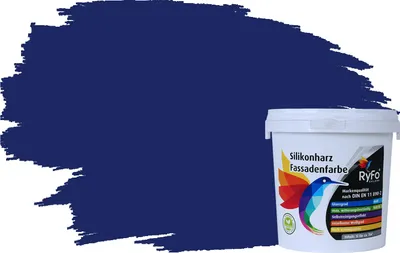 Produktbild von RyFo Colors Silikonharz Fassadenfarbe Lotuseffekt Trend Tiefseeblau 1l - bunte Fassadenfarbe, weitere Blau Farbtöne und Größen erhältlich, Deckkraft Klasse 1