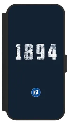 Produktbild von NIVOCASE Klapphülle für Apple iPhone 17e  Handyhülle aus Kunst Leder NIVOflip schwarz Bundesliga KSC Karlsruher SC
