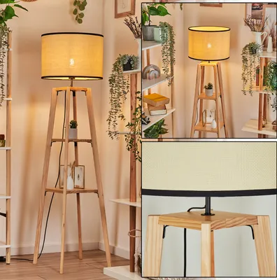 Produktbild von Tamarispa Stehlampe aus Holz/Papiergeflecht in Natur/Beige/Schwarz
