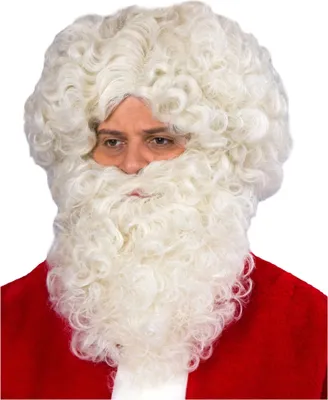 Nikolausperücke naturfarben Weihnachtsmann-Perücke mit Bart für Herren Weihnachtsmann-Bart Weihnachtsmann-Kostüm Weihnachten Nikolaus Advent Kostüm-Zubehör
