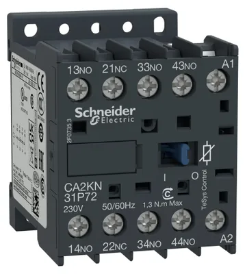 Immagine prodotto di Contattore ausiliario 3S1Ö 230V 50/60HZ - Relè ausiliario 230V AC 1NC / 3 NO CA2KN31P72