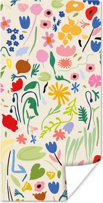 Produktbild von MuchoWow® Poster Blumen - Muster - Pflanzen 60x120 cm - Wandschmuck