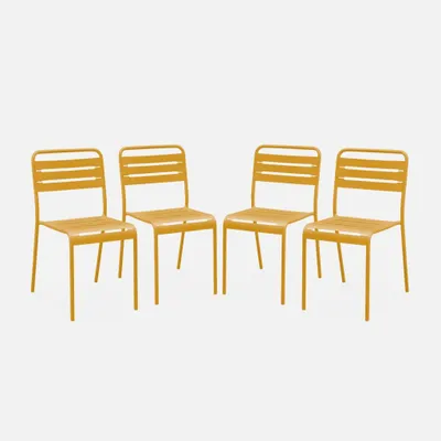Produktbild von sweeek - 4er-Set Gartenstühle aus Stahl  - Ocker