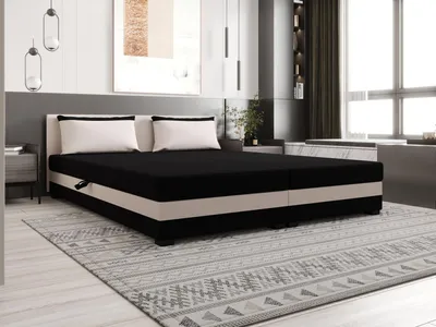 Produktbild von Doppelbett 160x200 ZAJDA DOUBLE 1 mit Stauraum - schwarz/ecru