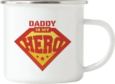 Produktbild von Daddy Is My Hero Emaille Tasse Vatertag Geschenkidee Bester Papa Superhelden Vater