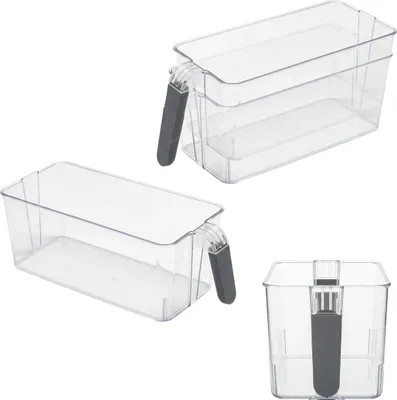 Immagine prodotto di 2.02 Set di 4 cestini portaoggetti con maniglia - ca. 30x13x11 cm - Contenitore organizer (piccolo / set di 4)