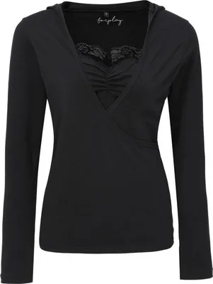 Produktbild von Forplay Langarmshirt Damen Lace Wickel Hoodie schwarz XL