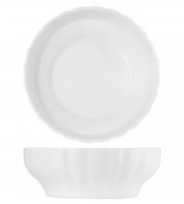 Imagen del producto de Ensaladera de porcelana blanca, con diseño de costillas, de 26 cm de diámetro