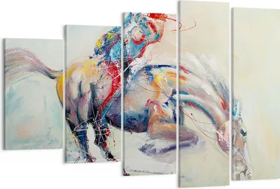 Produktbild von Bild auf Leinwand - Leinwandbild - Pferd Abstraktion - 150x100cm - Wand Bild - Wanddeko - Leinwanddruck - Bilder - Kunstdruck - Wanddekoration - Leinwand bilder - Wandkunst - EG150x100-3446