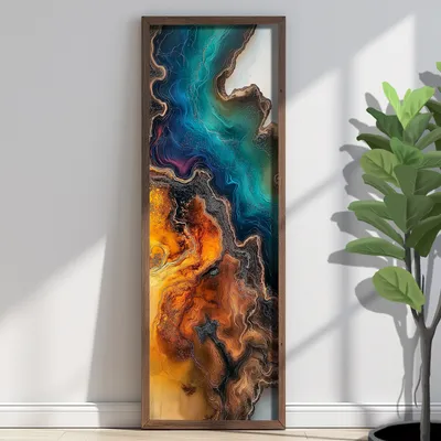 Produktbild von Wallity, EMR074, Dekoratives gerahmtes MDF-Gemälde, Mehrfarbig, 100 % MDF, 40 x 120 x 3,5 cm