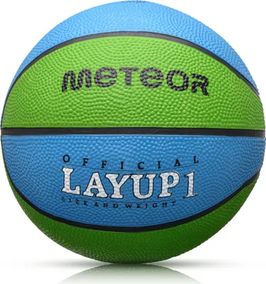 Produktbild von Piłka koszykowa Meteor Layup 1 niebieski/zielony