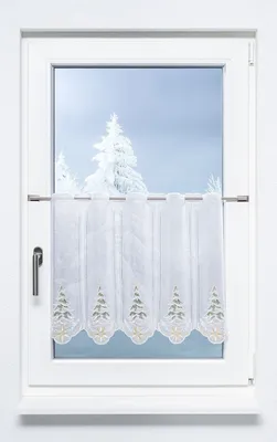 Produktbild von Scheibengardine Plauener Spitze - Weihnachtsbaum  (Bx H) 115.50cm * 50cm Grün/tannengrün