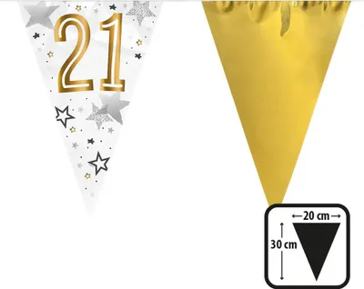 Produktbild von "Happy Birthday" Wimpelkette 30x20cm, 6m | Gold #21