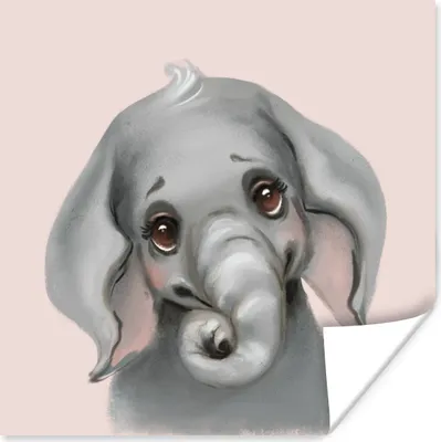 Produktbild von MuchoWow® Poster Elefant - Rosa - Dschungel 100x100 cm - Babyzimmer