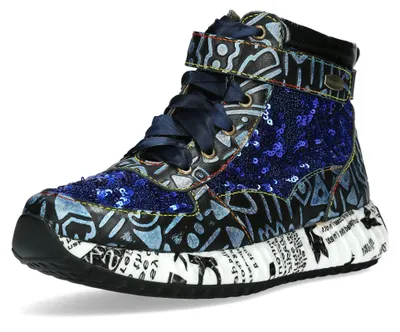 Produktbild von Laura Vita Damen Sneaker High Top aus Leder mit Pailletten und Plateau Burton 22