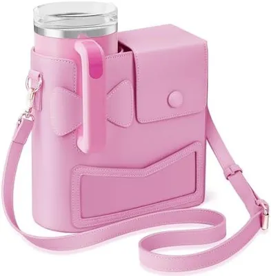 Produktbild von JYPS Wasserflaschenhalter Tasche fš¹r Stanley Cup, Crossbody Bag fš¹r Stanley Cup 40oz & Zubeh?r, Gro?e Kapazit?t Trinkflasche Tasche mit Verstellbarem Schultergurt & Handyfach fš¹r Wandern, Reise